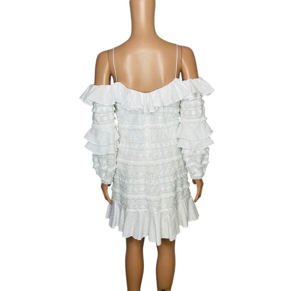 ALEXIS Calypso short dress size Small White/ cream cold-shoulder embroidered - Picture 5 of 9